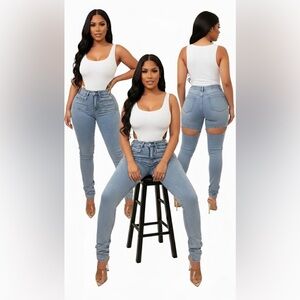 Diamonds Open Buttocks Jeans Bottom Trouser Pants Womenswear Lady Underwear Sexy